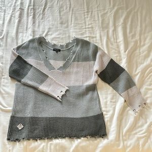 Simply Southern Color-block Distressed Sweater Size Medium